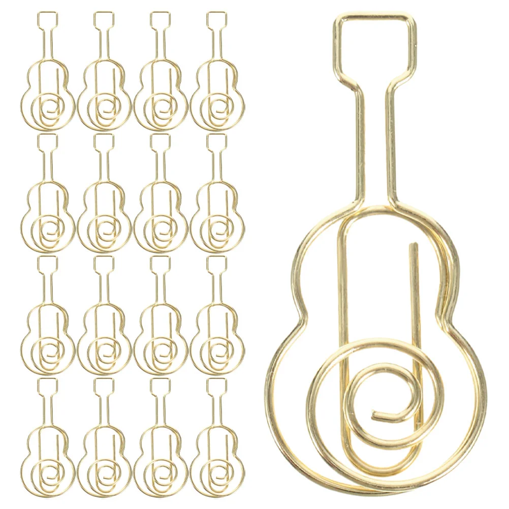 

30 Pcs Guitar Paper Clip Mini Gold Clips Binder Funny Cute Paperclips Modeling Iron Food Bag