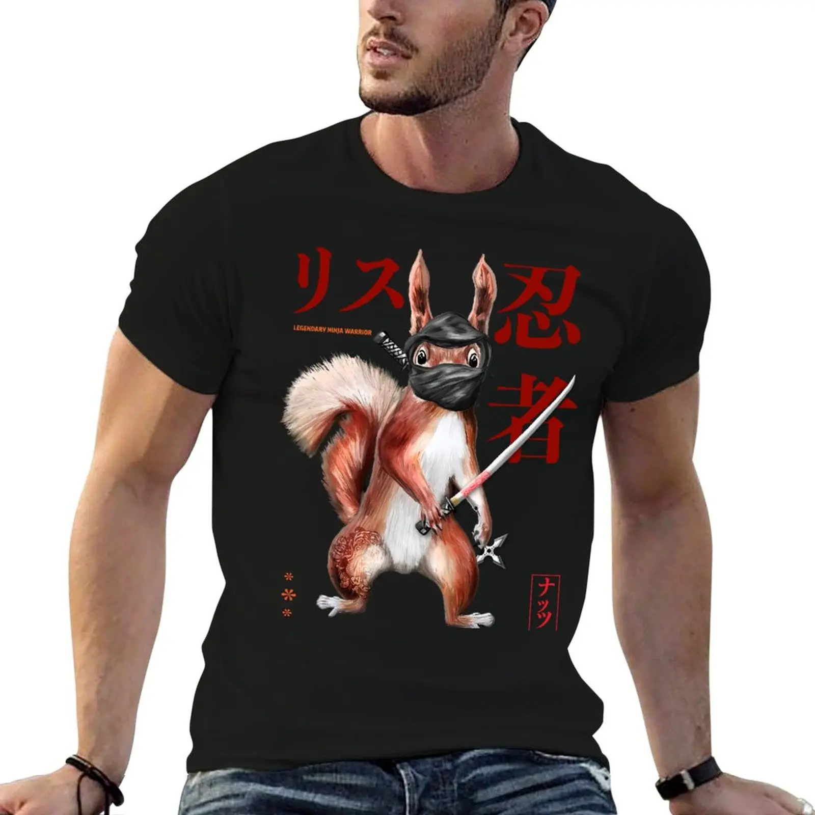 Japanese Anime Ninja Squirrel - Cute Gift for Animal and Japanese aesthetic lovers T-Shirt Work Outdoor Short Sleeve Tee