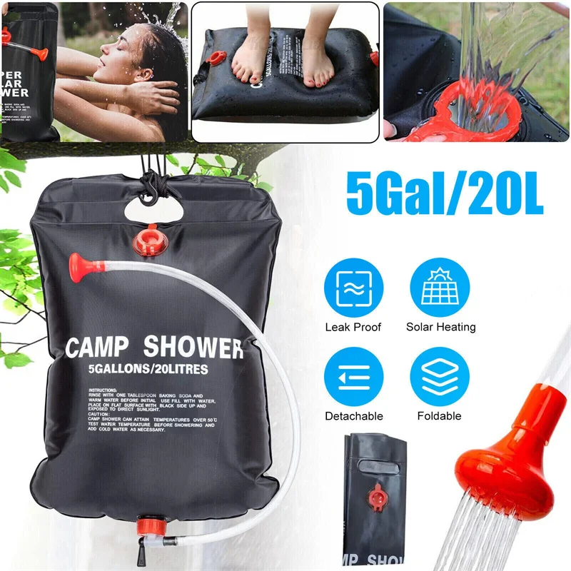 Garrafa De Água De Aquecimento Solar, Vasilha Dobrável, Camping Chuveiro, Balde Garrafa, Bolsa De Água Saco, Camping Suprimentos, 20L