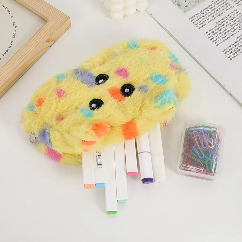 1Pcs Cartoon Plush Animal Pen Case Pencil Storage Bag Cartoon Animal Pen Case Multifunction Large Capacity Stationery Pouch