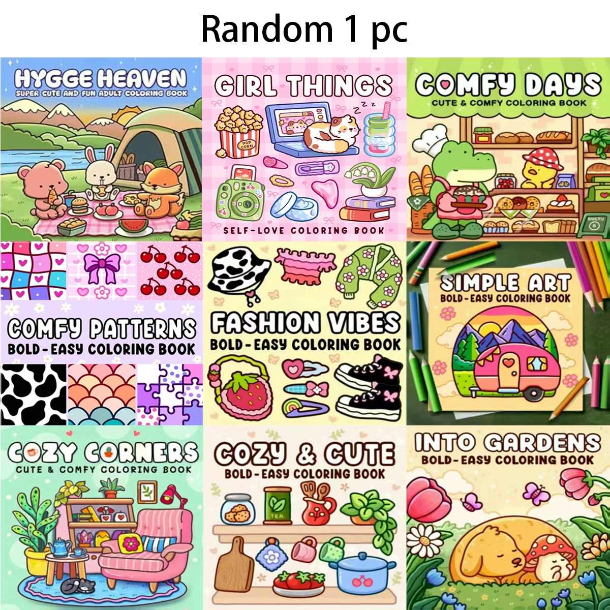 (случайный 1) Расслабляющая раскраска для взрослых с цифровой росписью, осенние украшения, подарки на Рождество и Хэллоуин