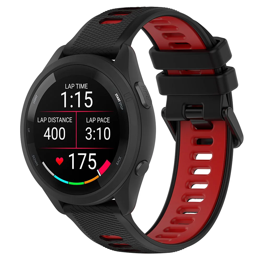 Двухцветный силиконовый ремешок для наручных часов Garmin Forerunner 265 265S 255S 255 Vivoactive 5 18 мм 20 мм 22 мм