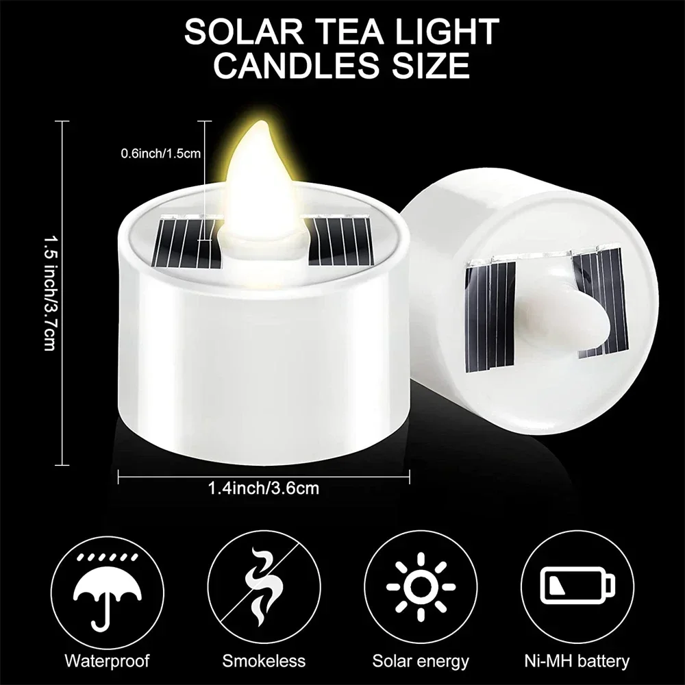 Solar-LED-Flammenlose Kerzen, wasserdichte wiederaufladbare Lichter für Gartenpartys im Freien, Halloween-Geschenk, Tag der Toten, Dekoration – Detail 8