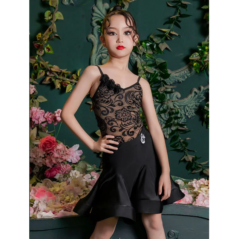 Advanced Latin Dance Suit New 2024 Summer Girls' Training Suit Children's Dance Performance Suit Set