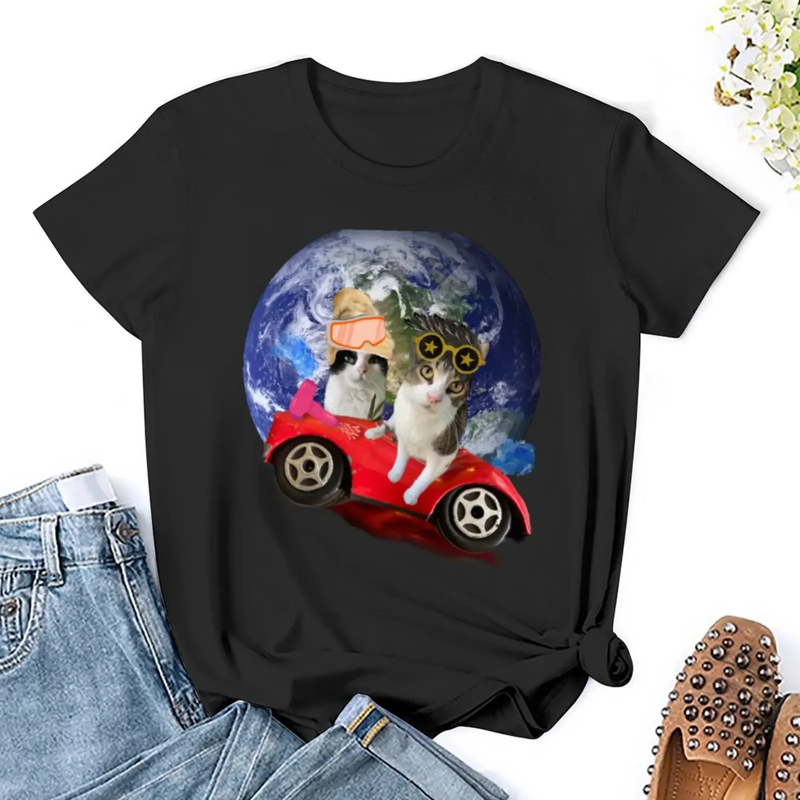 Ausschnitt Form Ernie und Zora gehen weltweit T-Shirt Animal Print Shirt für Mädchen Tops weibliche T-Shirts für Frauen Grafik T-Shirts lustig