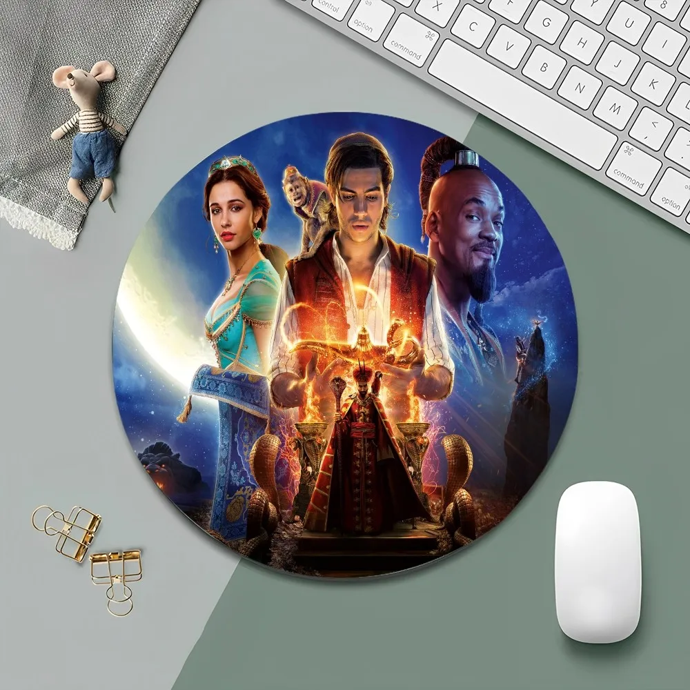 Disney Aladdin Mousepad Small Round Desktop Desk Mat Kawaii Gaming Accessories  Pad Mouse Pad for PC Gamer Mousemat