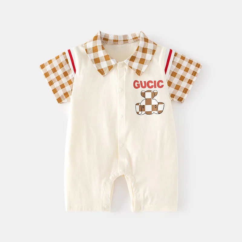 Baby Summer Short Sleeve Rompers Baby Ultra-Thin Air Conditioning Clothes Summer Romper Newborn Open Crotch Thin Romper