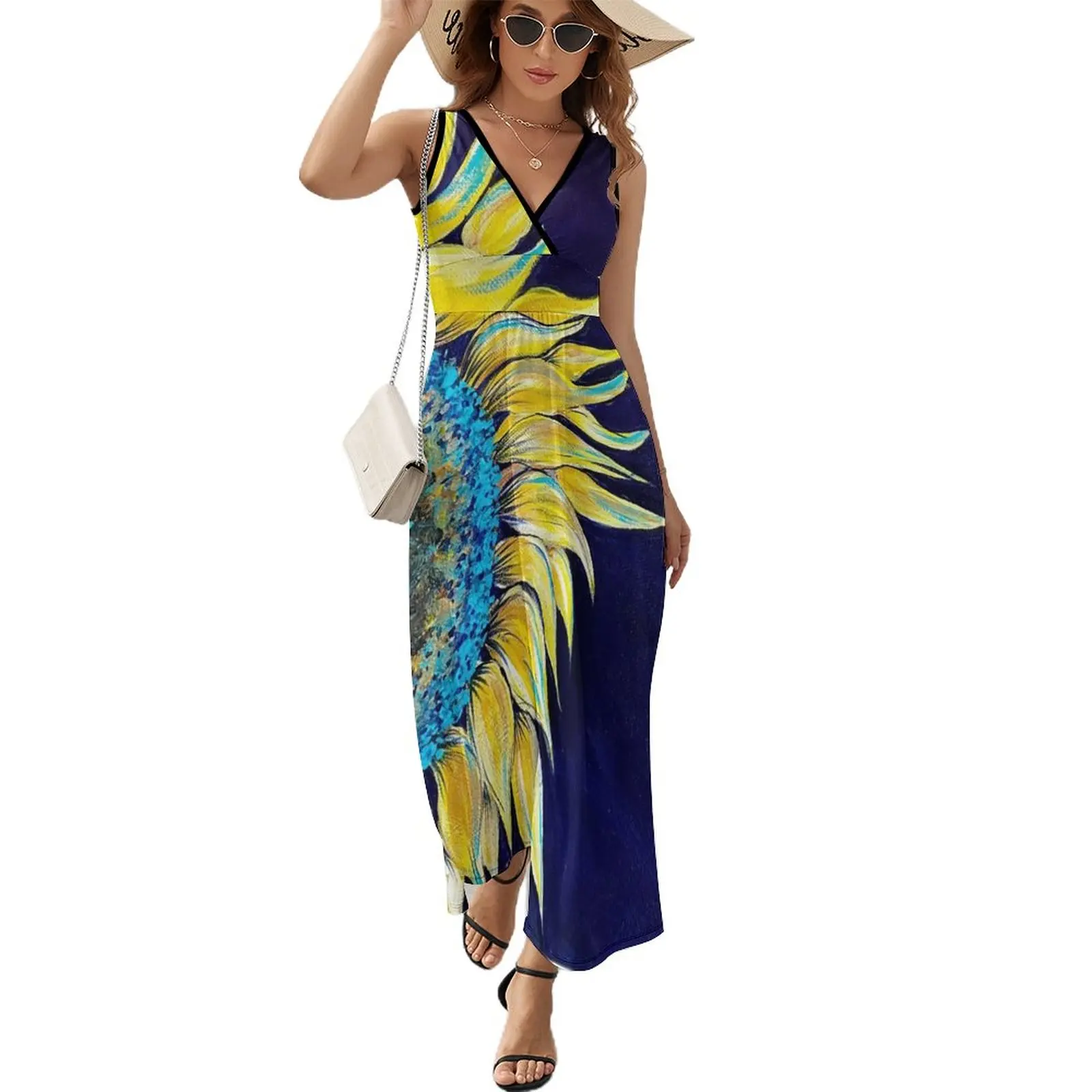 

Sunflower on Canvas Sleeveless Dress women's evening dresses 2023 Cocktail of dresses cute dress Women's summer dress