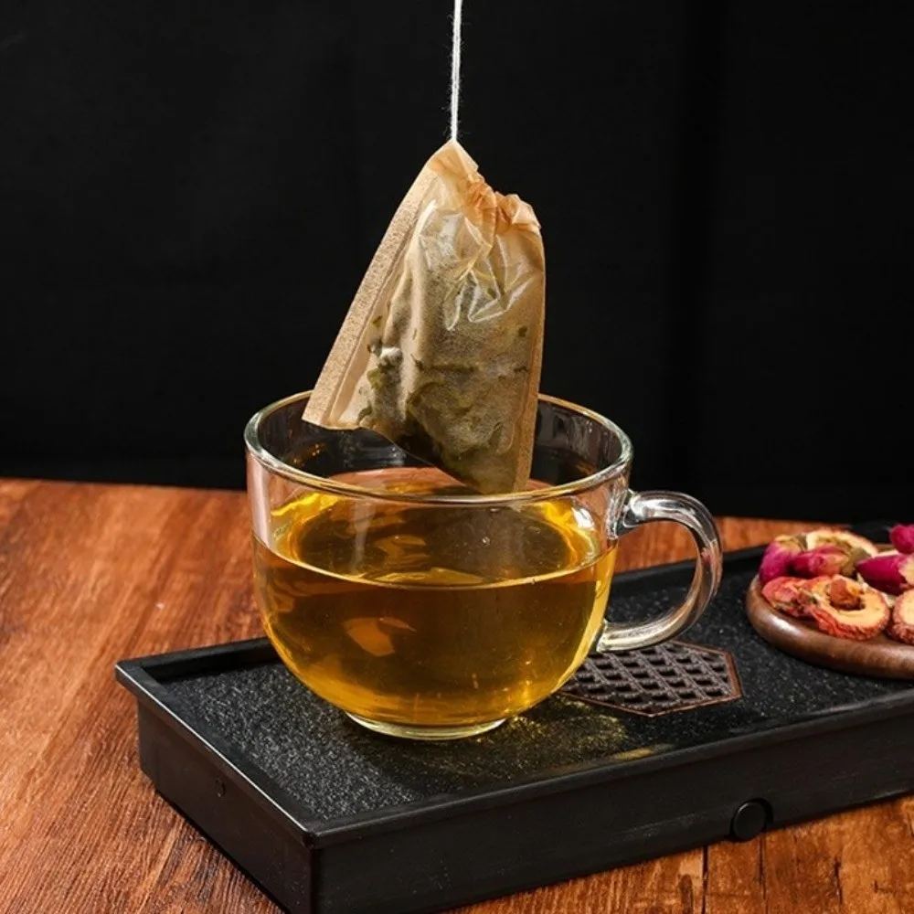 

100 pieces/set Natural Filter Paper Tea Bag Multi Functional Empty Drawstring Teabags Household Paper Infuser Sachets