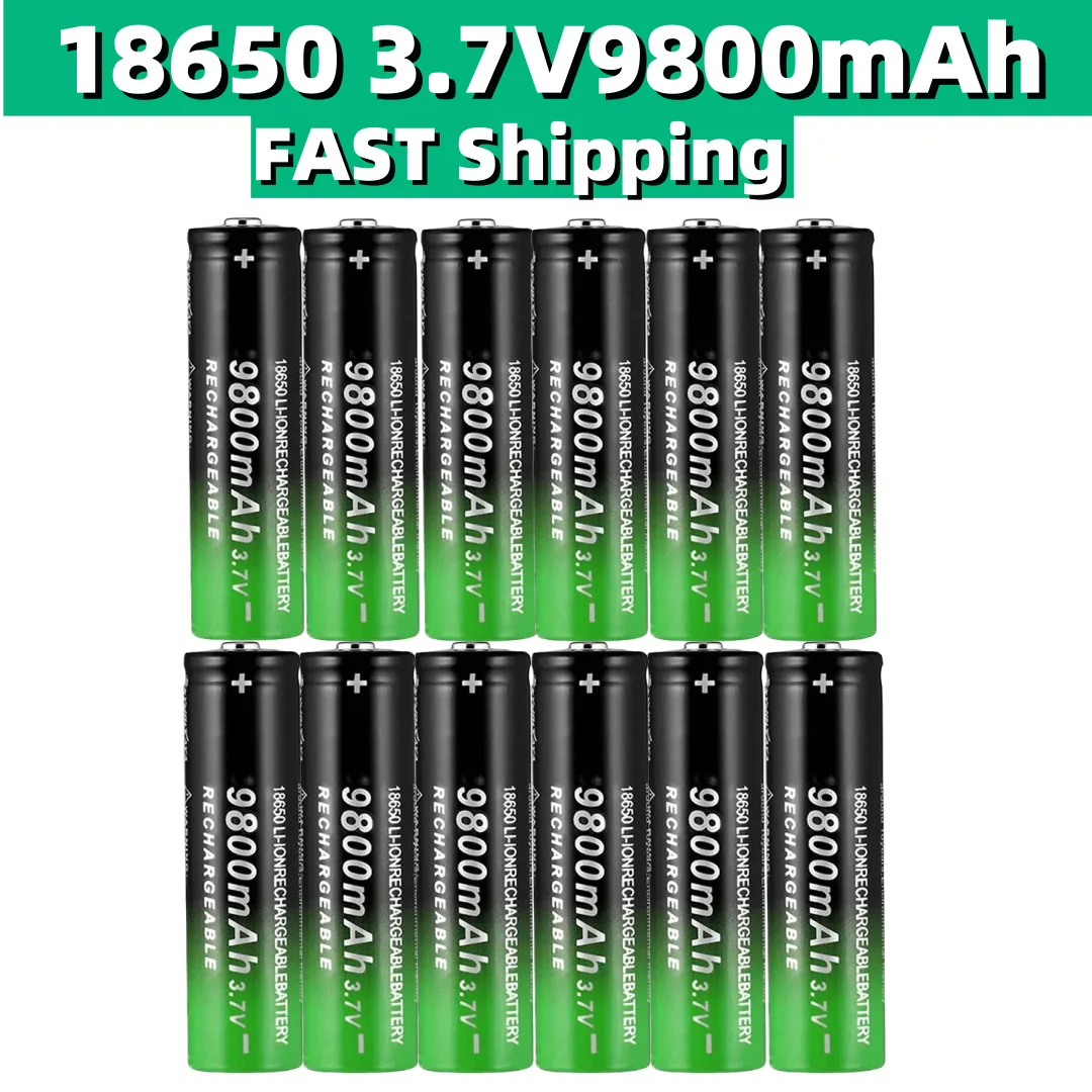 100%New 18650 Li-Ion battery 9800mah rechargeable battery 3.7V for LED flashlight flashlight or electronic devices batteria