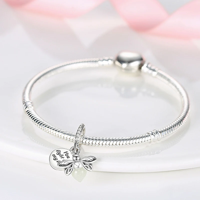 2024 Hot Sale Charms 925 Silver Luminous Firefly Charms Beads Fit Women 3mm Original Bracelet Necklace DIY Fine Jewelry Gifts image 5