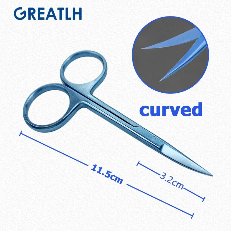 Suture Scissors Titanium Alloy Cut Tissue Scissors Cueved Straight 32mm Tips Ophthalmic Instrument