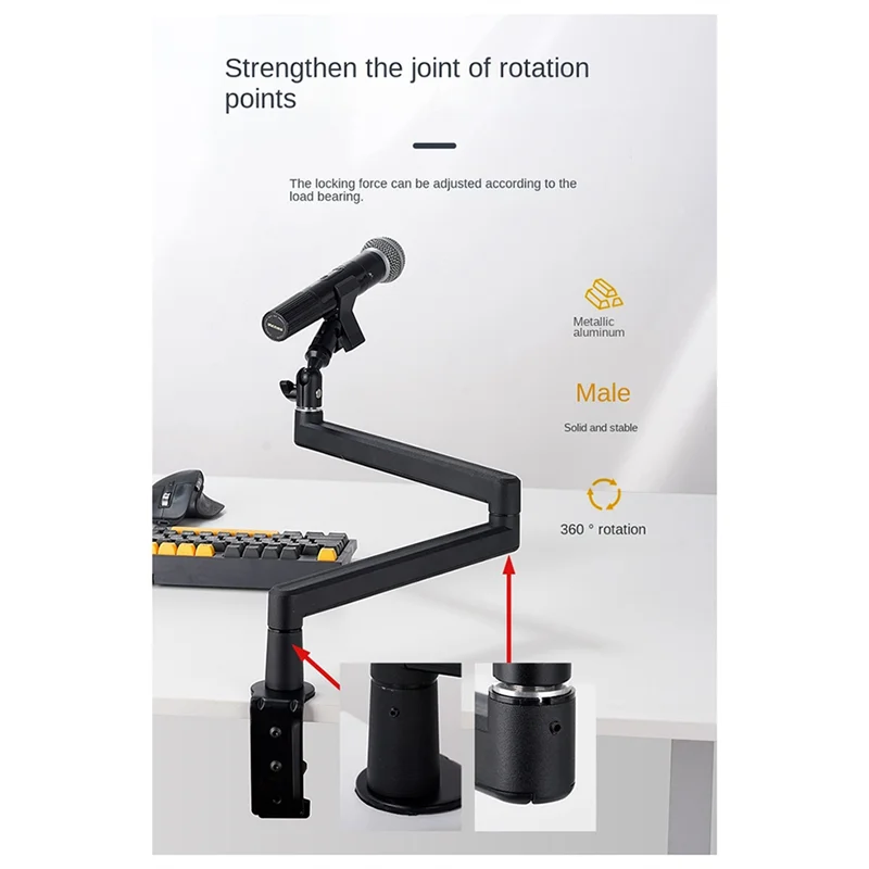

【Hot Cake】Microphone Stand Desktop Mic Clip Holder Live Cantilever Extendable Bracket
