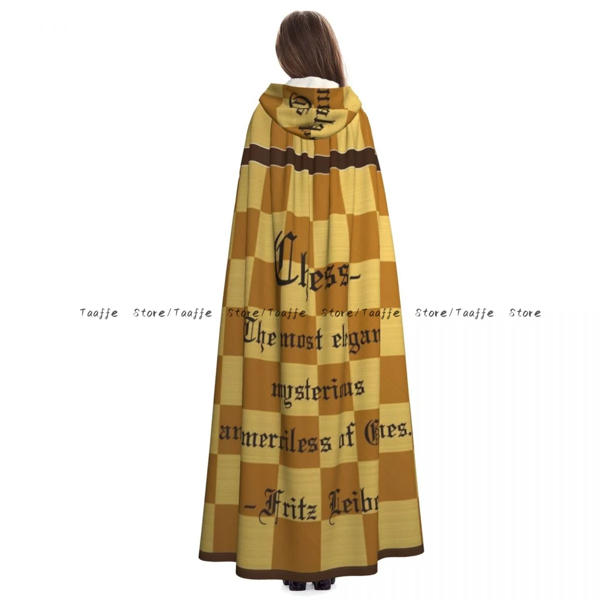 Adult Chess Game Cloak Cape Hooded Medieval Costume Witch Wicca Vampire Halloween Costume Dress Coat