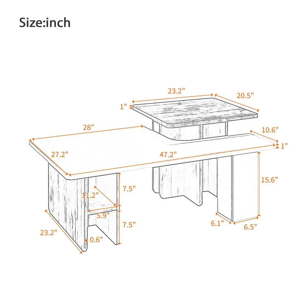 Nesting Coffee Tables Farmhouse,Rectangle Coffee Table Living Room,Wood Finish Coffee Table Set,Sofa Side Table，Living Room