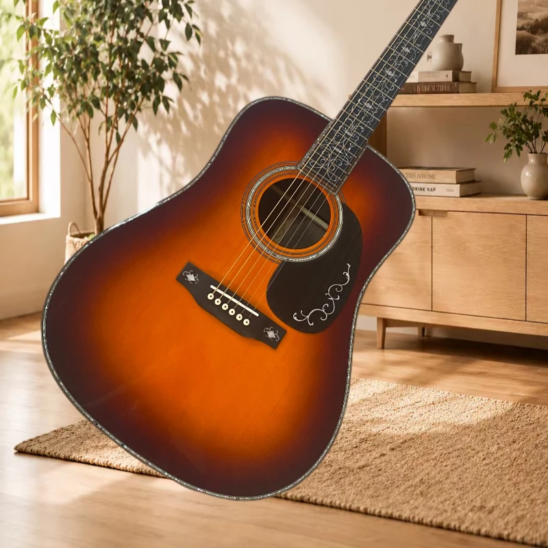 41 Inch D45-1933 Solid Spruce Top Acoustic Guitar Rosewood Back Sides HPL Bridge Ebony Fingerboard Beginner Gift Free Delivery