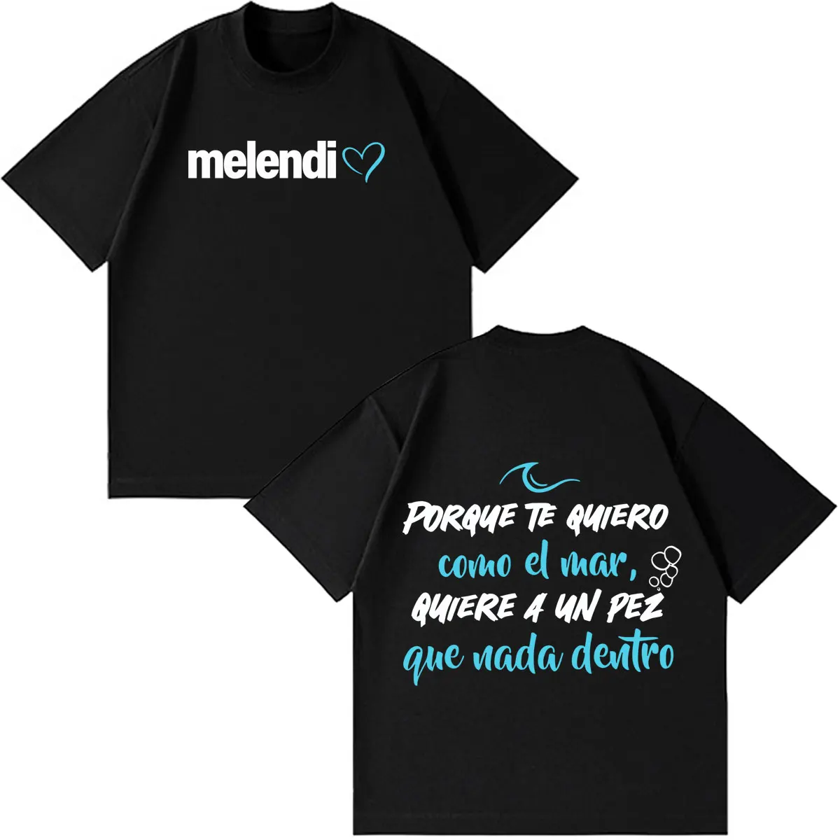 Rapper Melendi Tour Print Merch T-Shirt für Herren und Damen, modisches T-Shirt, kurzärmelig, locker, lässig, Baumwolle, übergroß, Gothic-Punk-T-Shirt – Detail 2