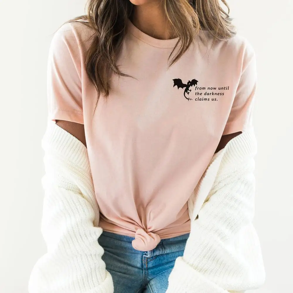 تي شيرت نسائي 'من الآن حتى يطالب الظلام منا' ، تي شيرت زجاجي عرش ، مانون بلاك بيك ، ثلاثة عشر ، سويت شيرت كتاب