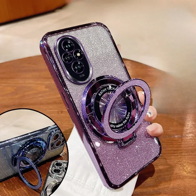 Роскошный блестящий чехол с кронштейном для Honor X9 X9A X8 X8A X8B X7 X7A 200 200Lite 90 70Lite 9X Y9S Y7A Y7 Y9 Чехол-держатель