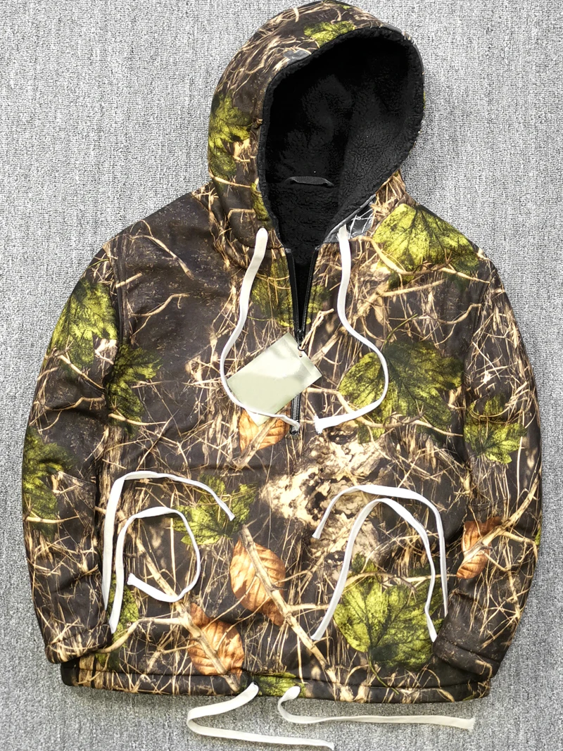 

Thiened Lamb Velvet Camouflage Hooded Jaet Outerwear for Men Youth Faion Spring Autumn Winter Zipper Sve Long Outerwear