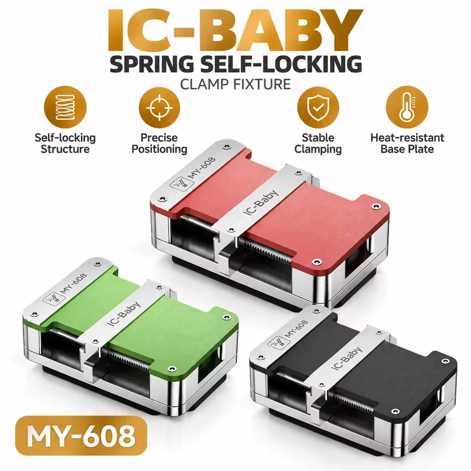 YCS MY-608 IC-Baby Spring Self Locking IC Fixture Heat-resistant Base Anti-slip Chip Clamp for BGA PCB Motherboard Repair Tools