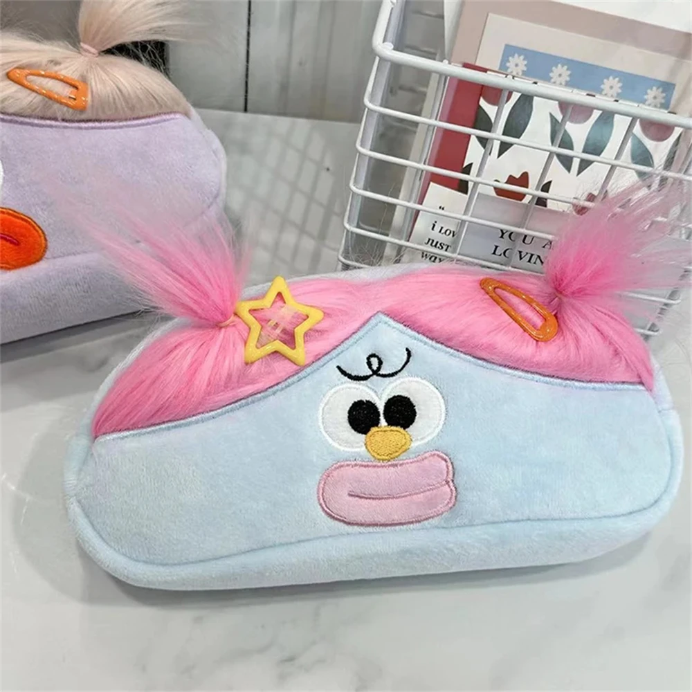 مقلمة Kawaii المضحكة من القطيفة - مقلمة مدرسية محمولة ذات سعة كبيرة بتصميم فم كبير كرتوني هدية إبداعية للطلاب