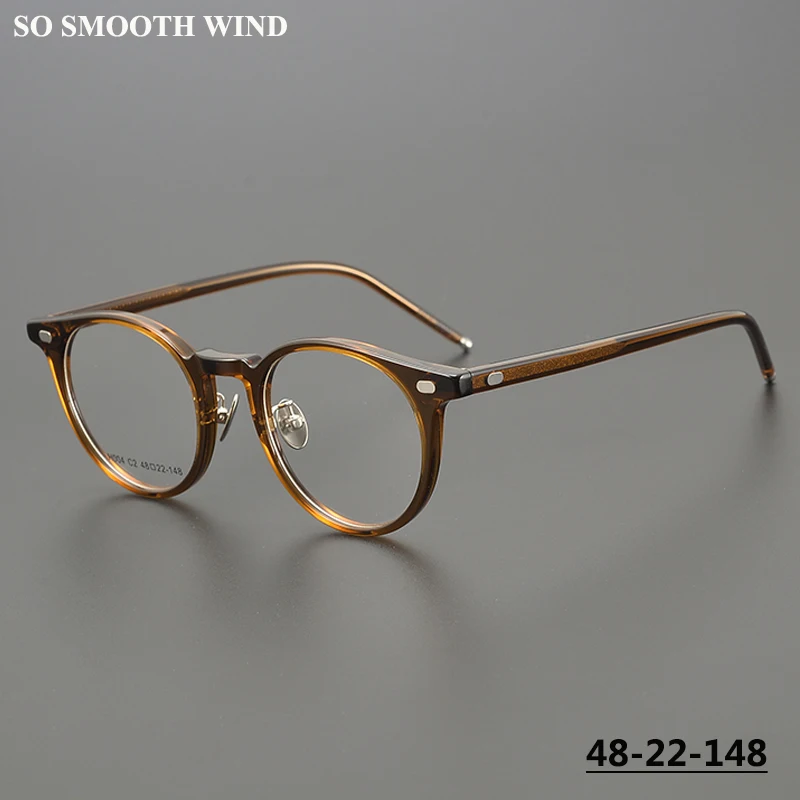 Japanese Acetate Tortoise Glasses Frame Handmade Men Vintage Round Design Eyeglasses Women Classic Eyewear Blue Light Spectacles