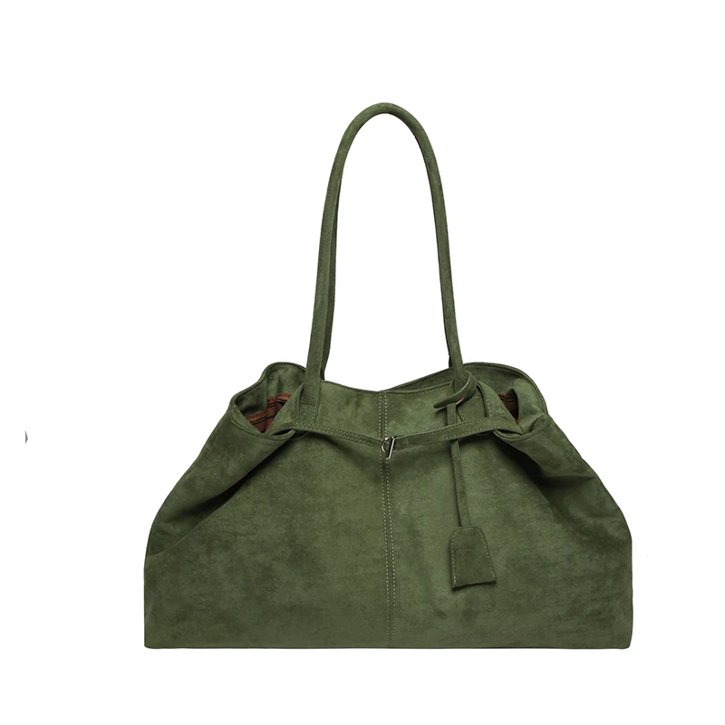 Women Suede Tote Bag Solid Color Shoulder Bag Large Capacity Handbags Trendy Satchel Bags Work Travel Shopping Commuter Tote Sac