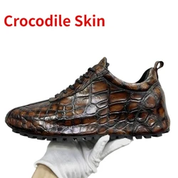 Crocodile Skin High-end Dad's Shoes for Men's Comfortable Breathable Thick Bottom Genuine Leather Hand Sewn Casual Sports Shoes