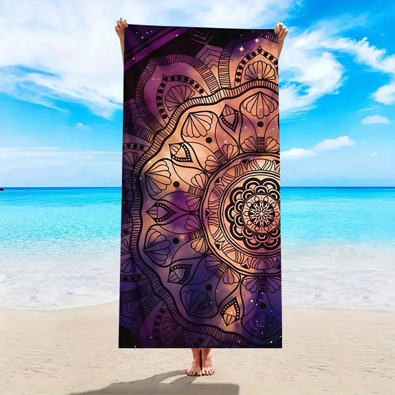 

Beach towel Mandala printed pattern sun protection and windproof suitable for swimming pool camping travel blanket