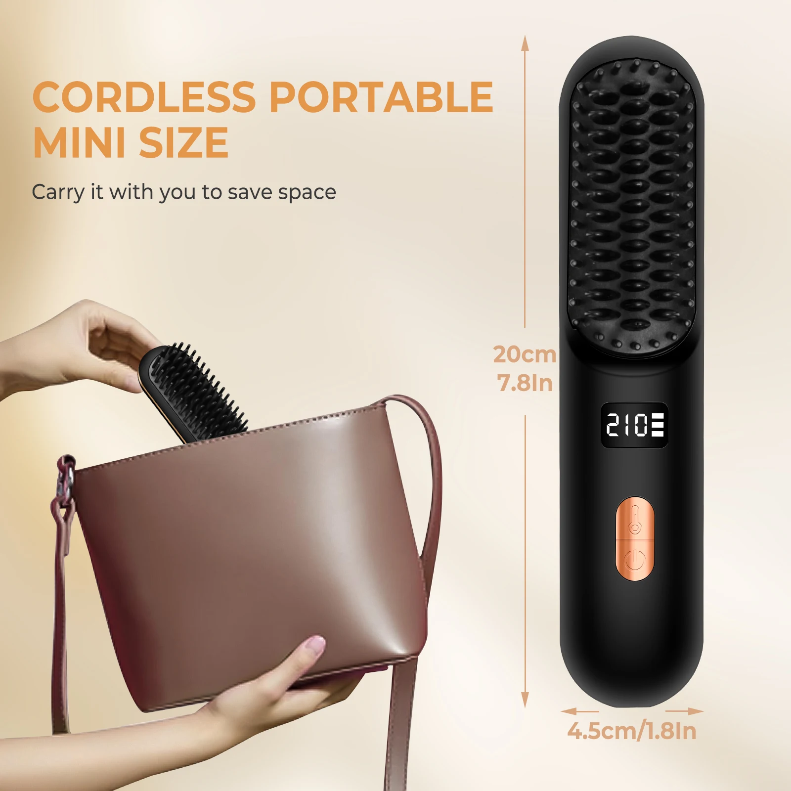 

Wireless Comb Hot Selling USB Rechargeable Wireless Electric Iron Light Weight Hair Straighten Brush