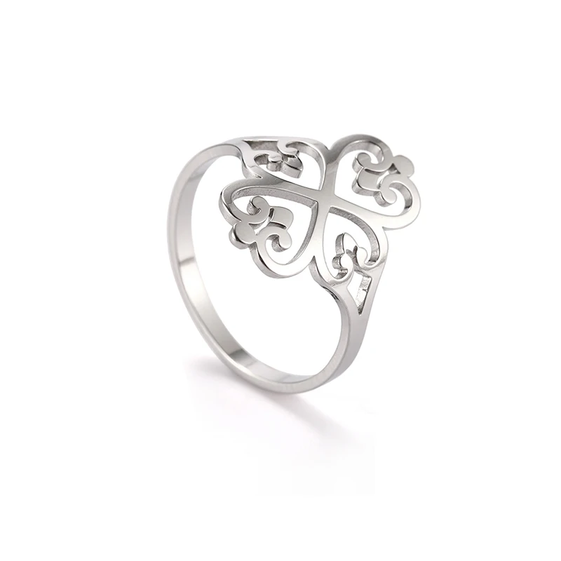 Edelstahl Hohl Pfirsich Herz Ringe Für Frauen Vorschlagen, Verlobung, Hochzeit Ring Vintage-Schmuck Anillos Valentinstag Geschenk – Detail 5