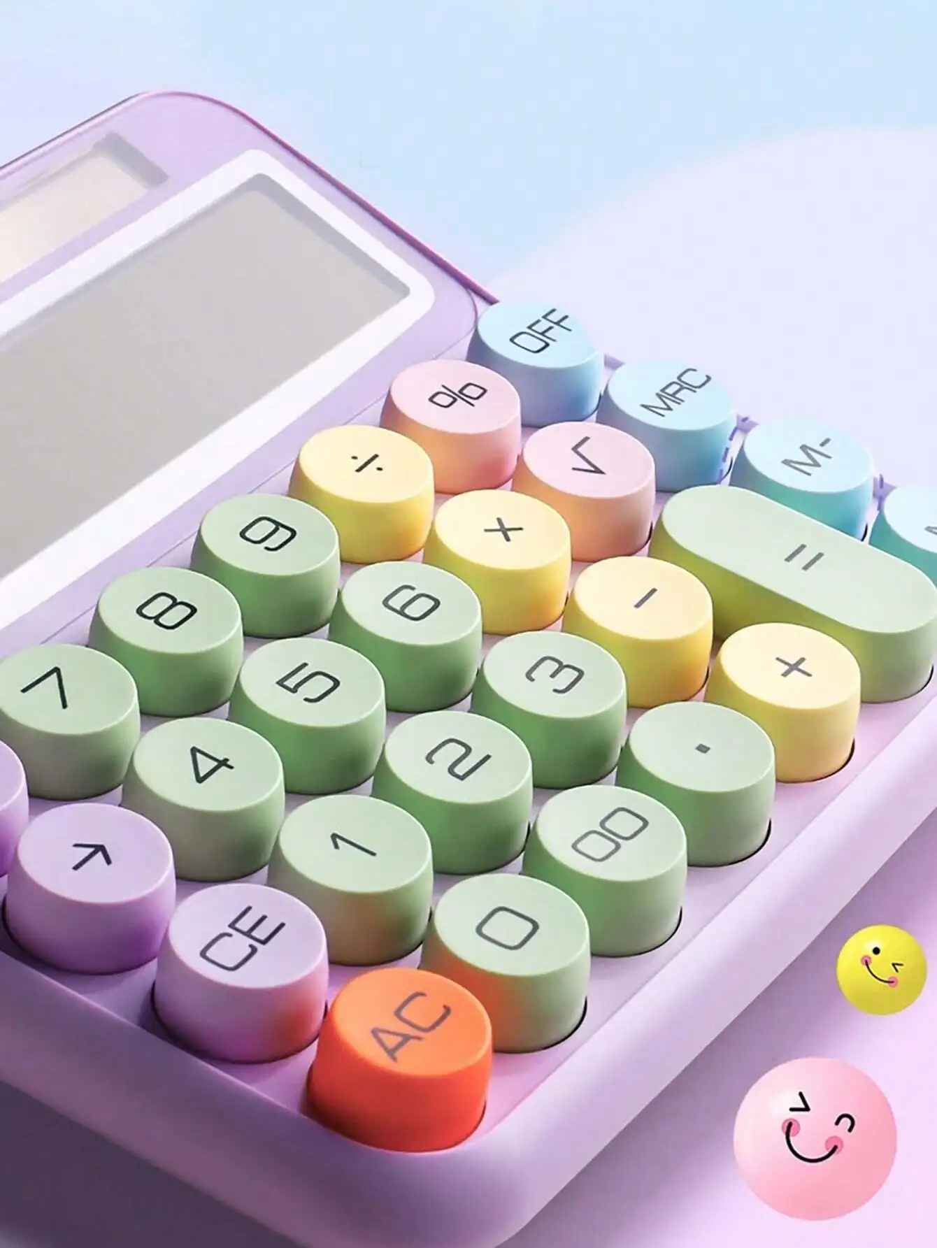 

1pc Colorful Candy-Colored Calculator, Dual Power Supply(Solar Battery+Battery), 12-Digit Big Screen With Dot Button, Dopamine M