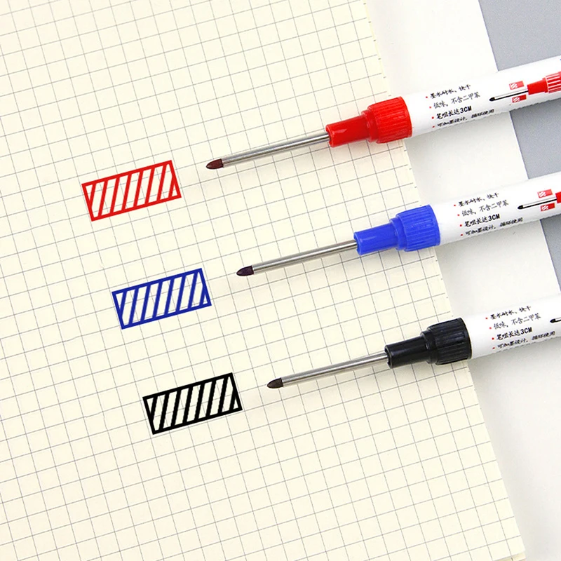 Large Capacity Long Head Markers Pen Bathroom Woodworking Decoration Multi-purpose Deep Hole Marker Pens Pen Black Ink