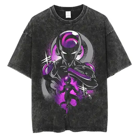 Camiseta de Moda Casual 2026 con Estampado de Anime de Dragon Ball Frisa "Emperatriz Galáctica", Camiseta de Manga Corta de Algodón Lavado para Padres e Hijos