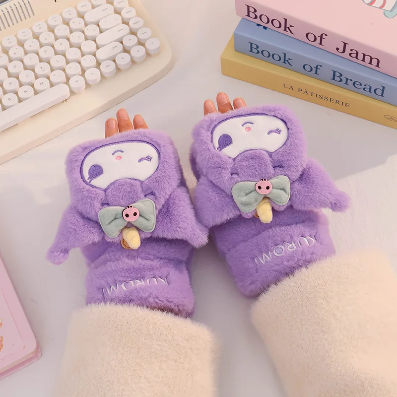 Flip guantes lindo dibujos animados lindo invierno suave cálido