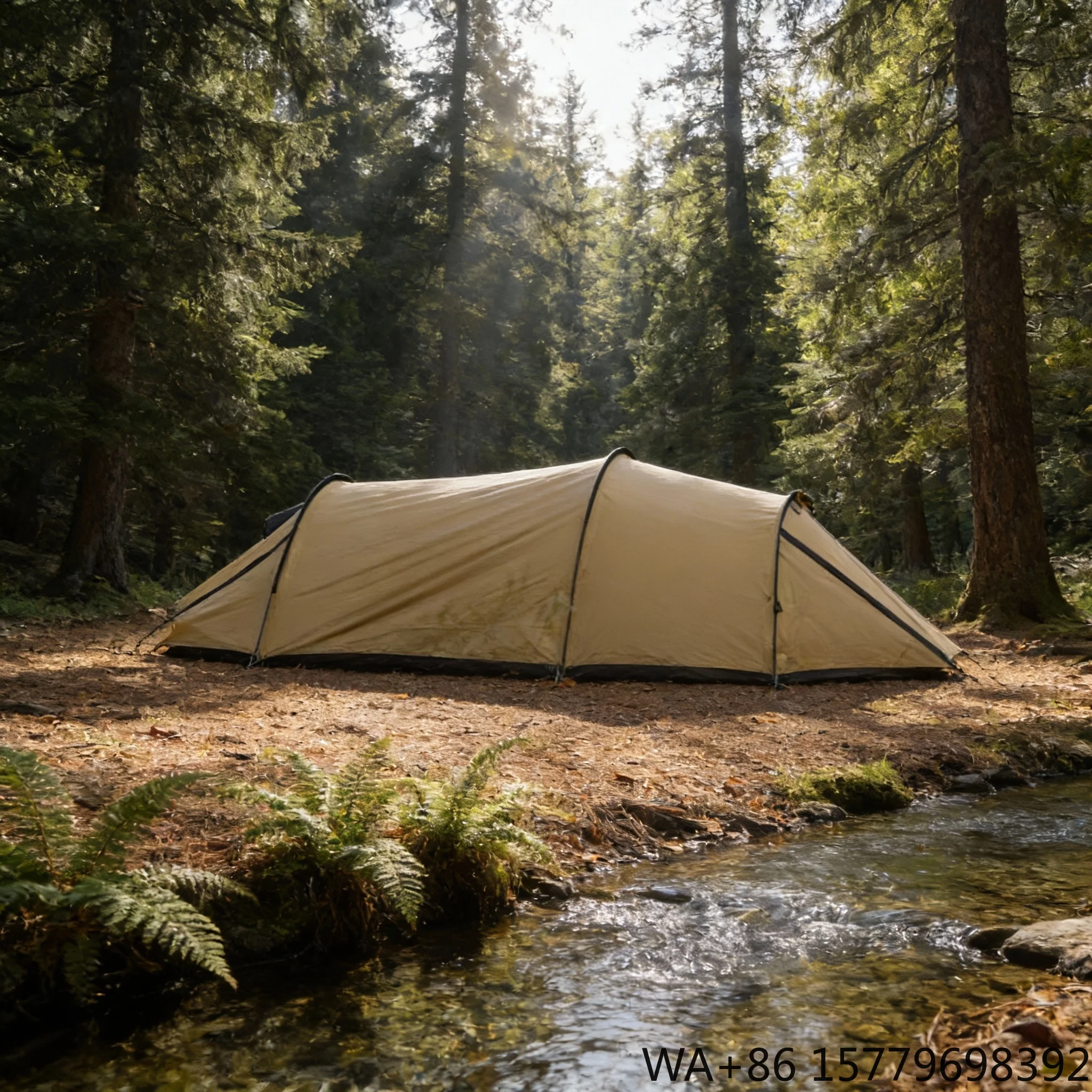 Outdoor Four-season Aluminum Frame Tunnel Tent Extendable Rainproof Flame Retardant Double-storey with Snow Skirt for 3-4 People