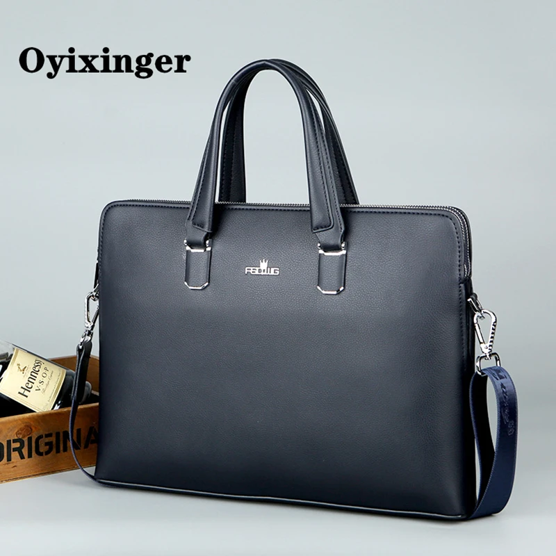 OYIXINGER-Saco De Negócios De Couro PU Masculino, Maleta Do Laptop Do Escritório, Ombro Ou Bolsa De Mensageiro Crossbody, Bolsa De Computador, Novo