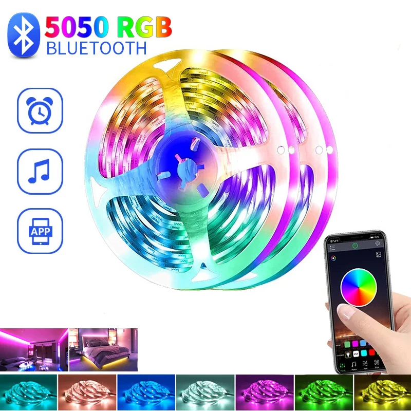 Led Strip Lights 5050 RGB TV Backlight luces Led Tape Through The Wall USB Bluetooth Control 5V Flexible Ribbon Lights For Room