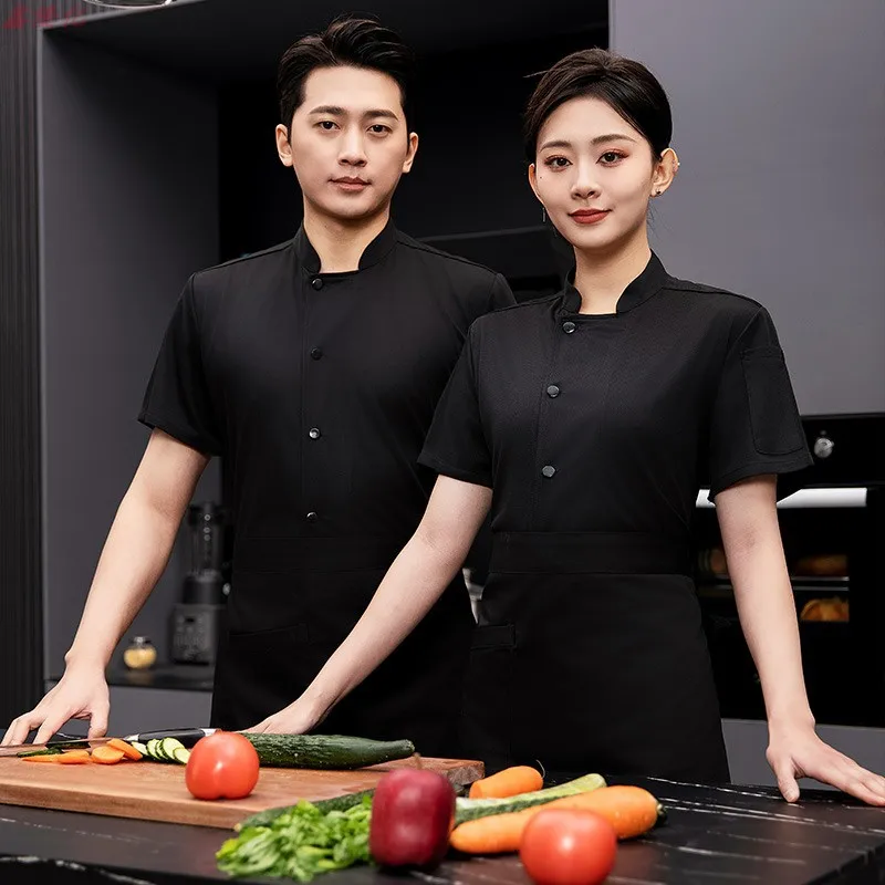 

Summer Thin Breathable Short Sleeve Chef Jacket for Catering Hotels Restaurants Cafes Baker Work Uniform