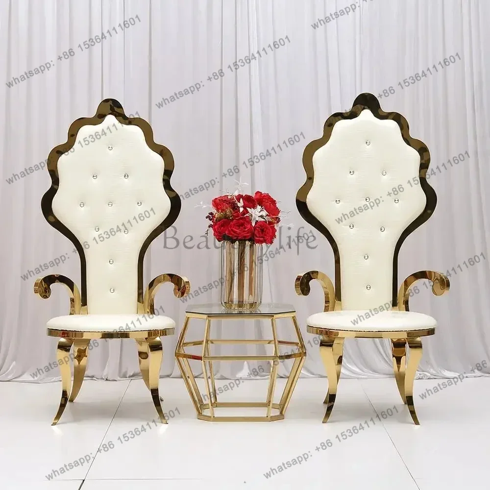 FG Hotel Wedding Fashion Design Stainless Steel King Wedding Furniture Wedding Banquet Throne King Chair