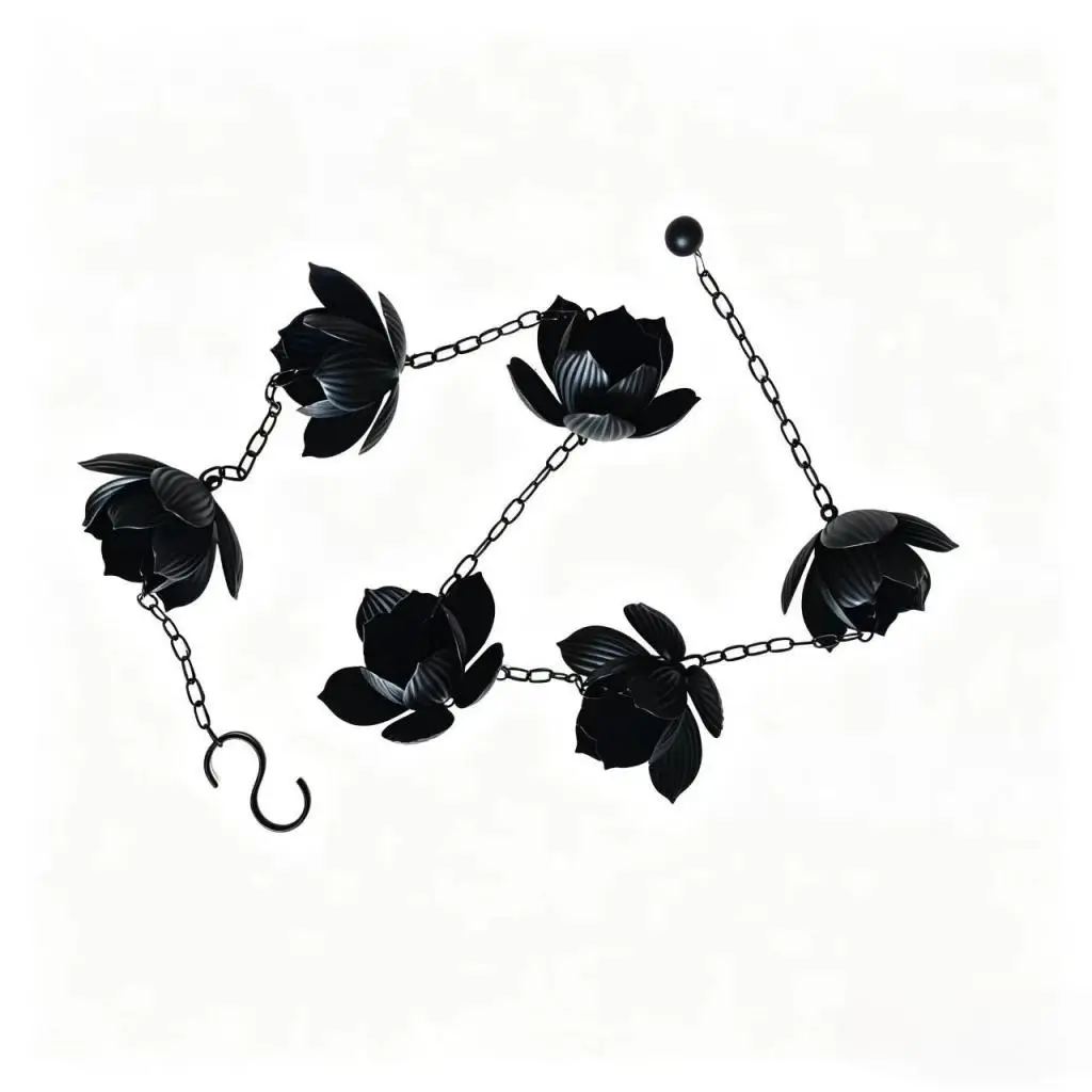 Lotus Flower Rain Chain Elegant Iron Versatile Rainwater Catcher Chain Decoration Rainwater Diverter for Outdoor Sheds Backyard