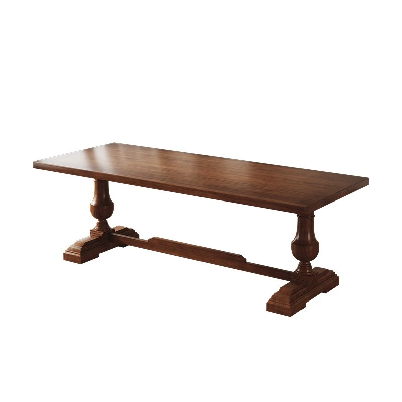 Retro solid wood dining table home high-end dining table living room long table workbench