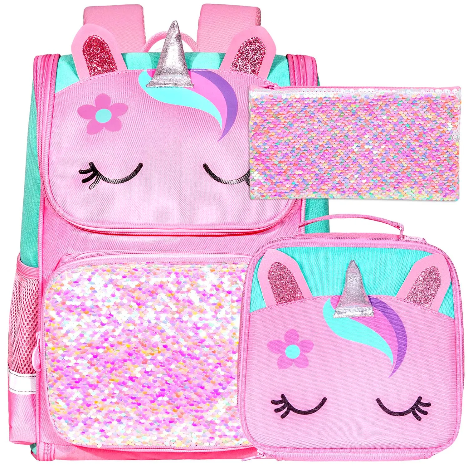 3PCS Backpack for Girls and Boys 15