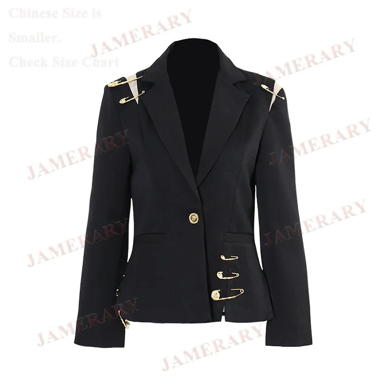 

Runway Brand Designer High Quality Pin Blazer Women Suit Coat Elegant Fashion Tops Office Lady Formal Blazers