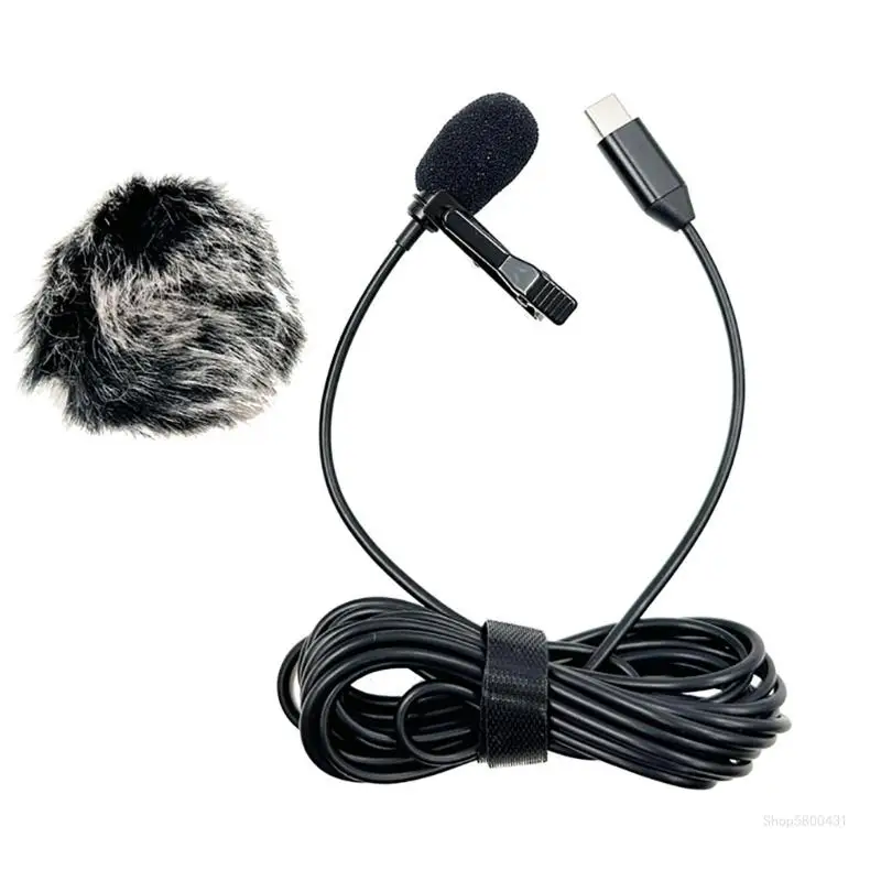 Portable Type C Lavalier Lapel Mic with Clear Sound Plug & Plays Mic 20Hz-16KHz Microphone Perfect for Live Streaming