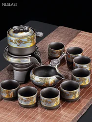 Chinese Purple Clay Tea Infuser Rotary Automatic Water Tea Set Beauty Teapot and Cup Set Traditional Zisha Tea Accessories