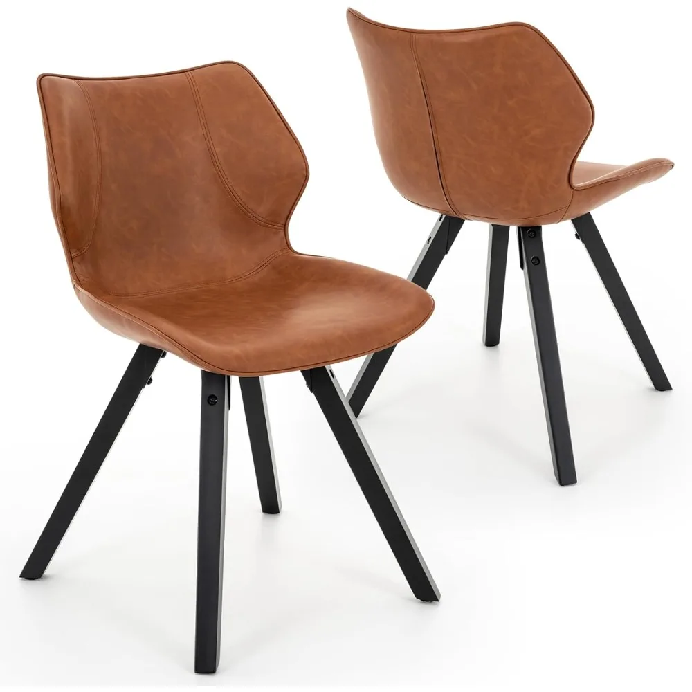 

Dining Chairs Set of 2, Modern PU Leather Kitchen Dining Room Chairs, Upholstered Armless Side Chairs with Solid Wood Legs