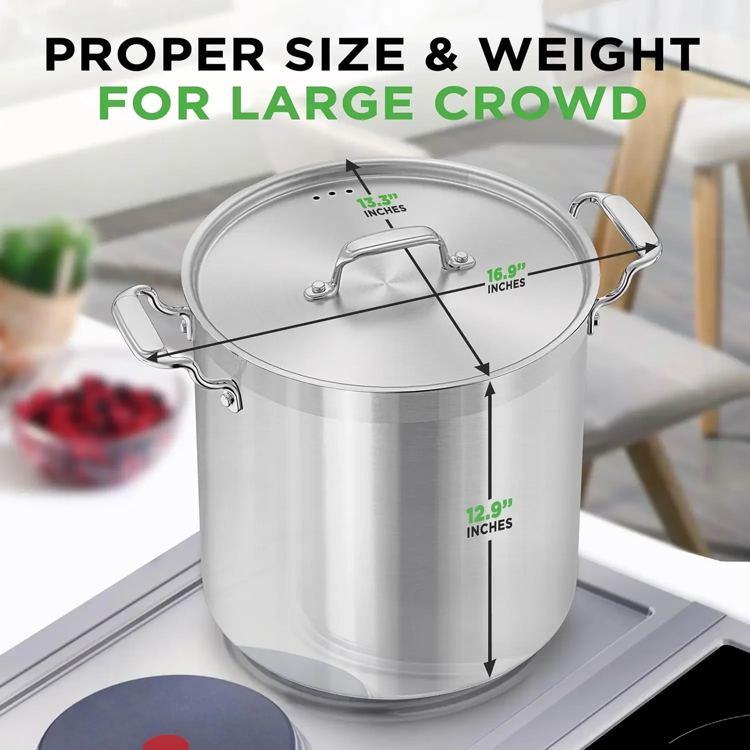 

Hot sale.Stainless Steel Cookware Stock Pot - 24 Quart, Heavy Duty Induction Soup Pot With Lid, Induction, Ceramic