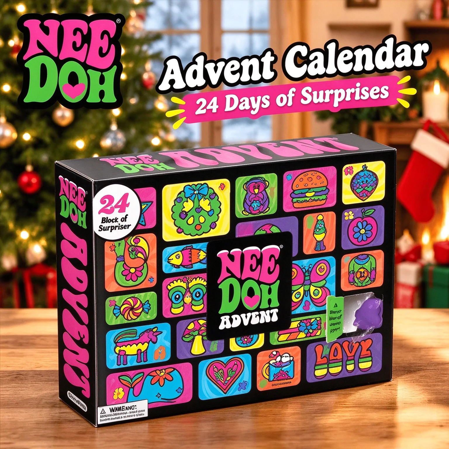 2026 NeeDoh Advent Calendar 24Pcs 3D PVC Fidget Doll Christmas Countdown Calendar Surprise New Year Gift